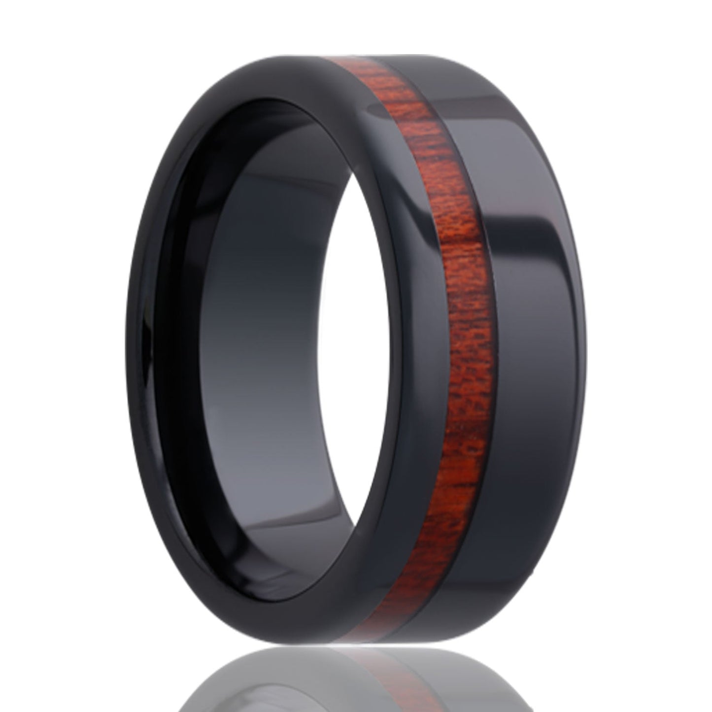 Blood Wood Inlaid Ceramic Wedding Band