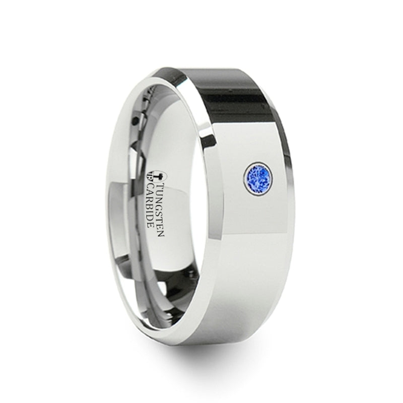 Blue Diamond Tungsten Men's Wedding Band