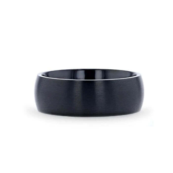 Brushed Black Titanium Couple's Matching Wedding Band Set