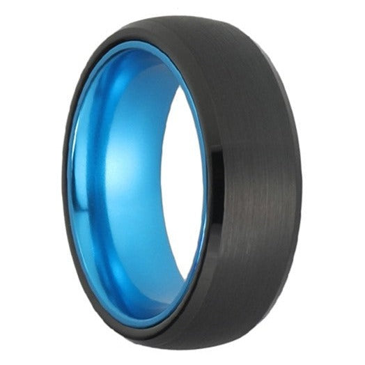 Brushed Black Tungsten Men's Wedding Band with Contrasting Interior