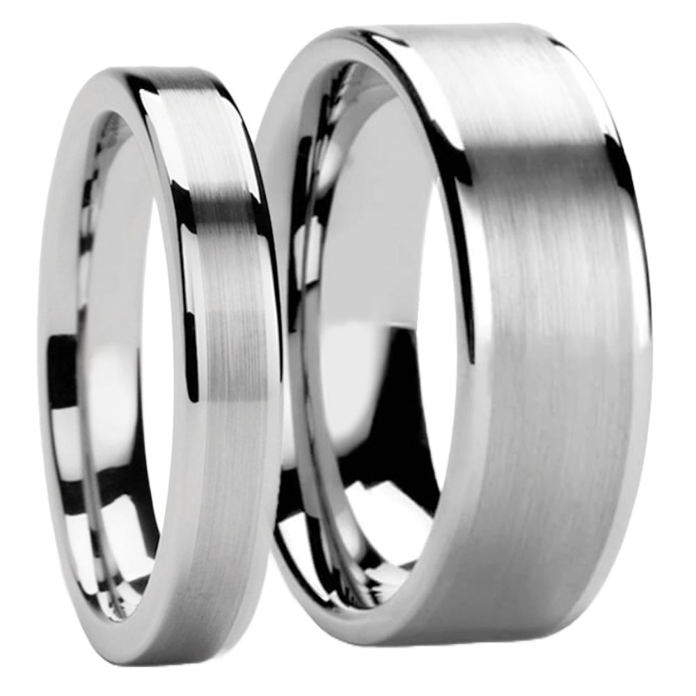 Juego de anillos a juego de tungsteno blanco para parejas
