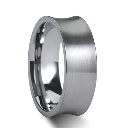 Brushed Concave Tungsten Men's Wedding Band