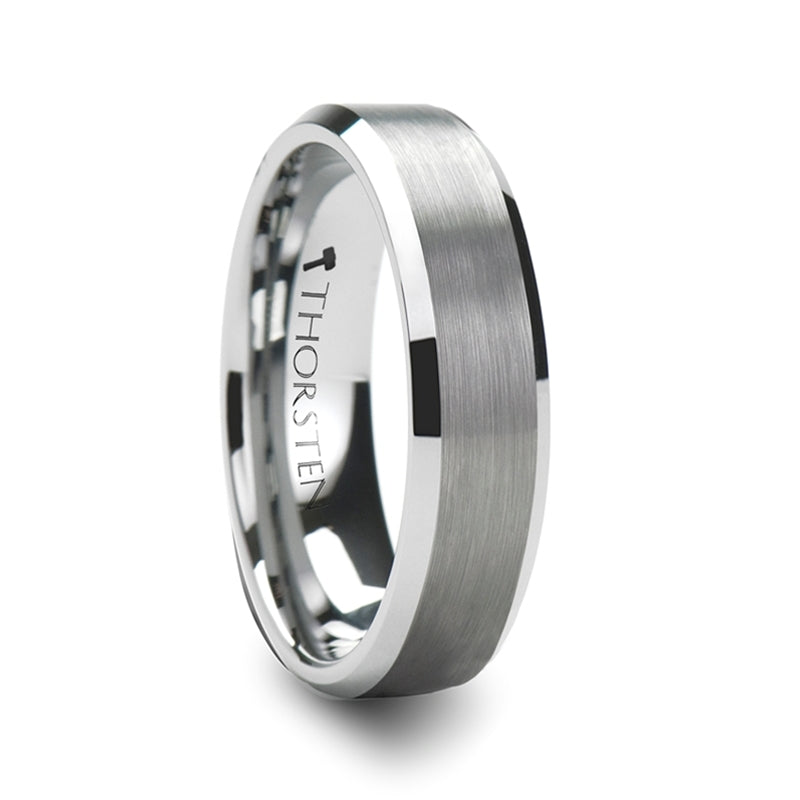 Brushed Finish White Tungsten Wedding Band