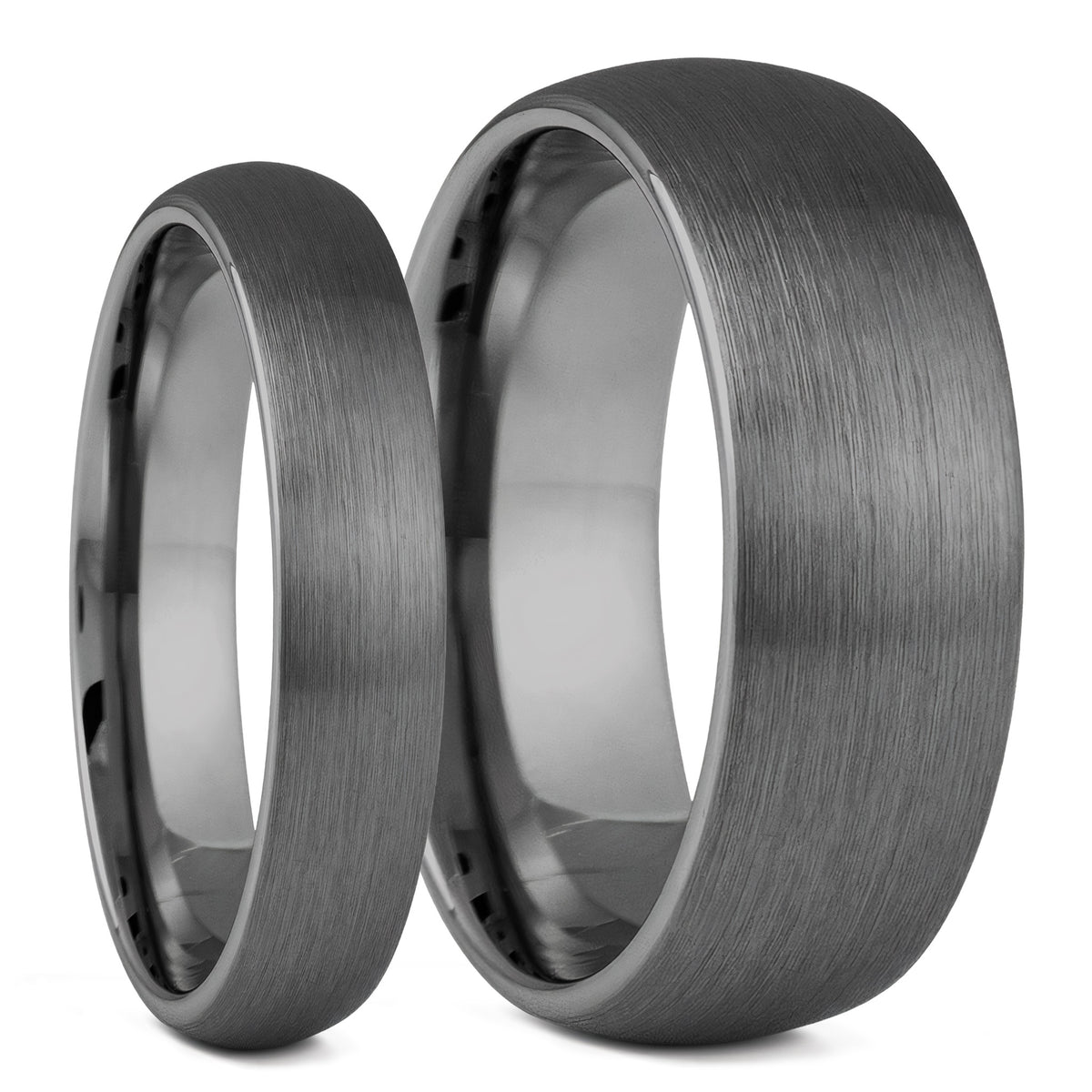 Brushed Gunmetal Tungsten Couple's Matching Wedding Band Set