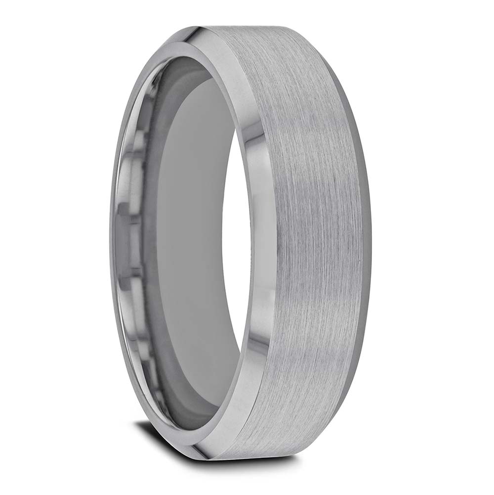 Brushed Tungsten Men's Beveled Edge Wedding Band