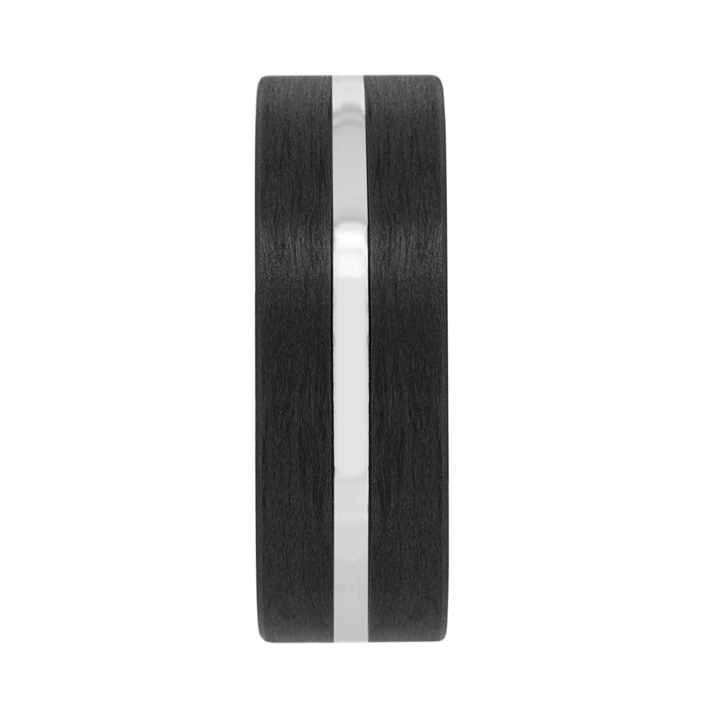 Carbon Fiber & Cobalt Grooved Men's Wedding Band