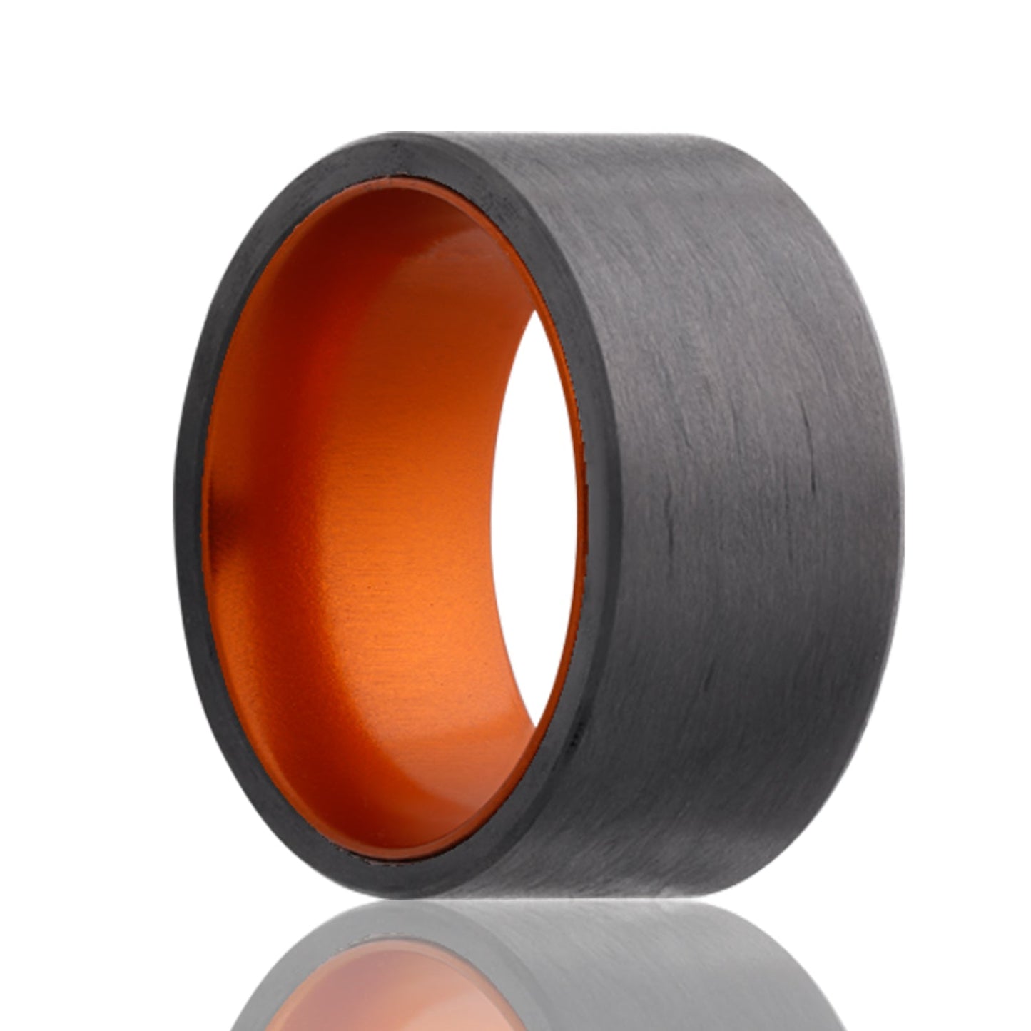 Carbon Fiber Wedding Band with Contrasting Orange Center