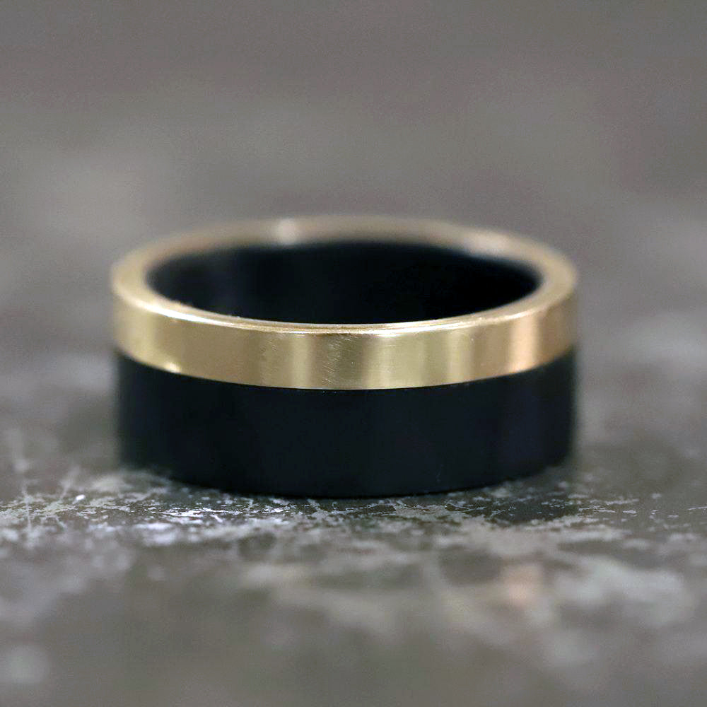 Carbon Fiber & Yellow Gold Men's Wedding Band