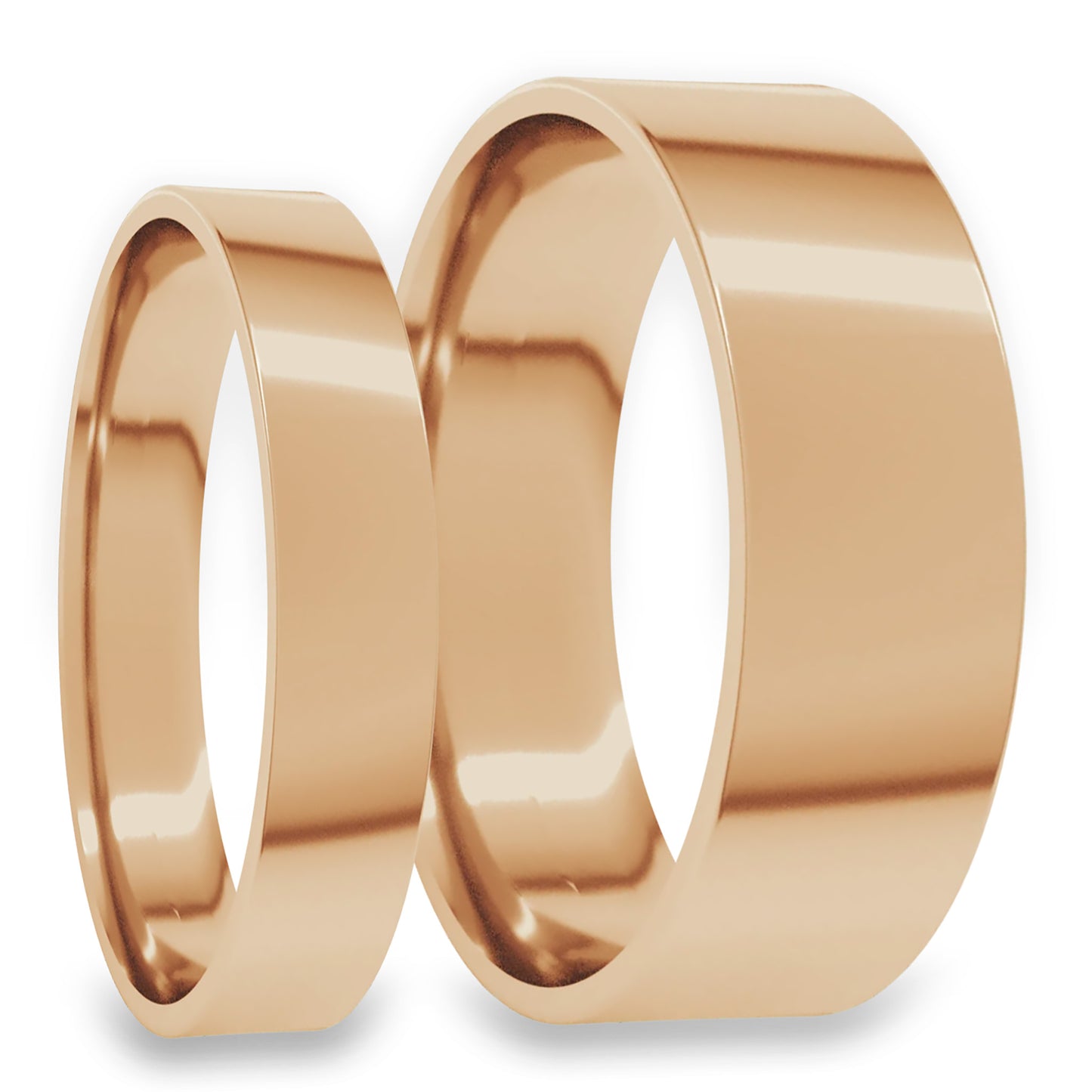 Classic Solid 14k Rose Gold Couple's Matching Wedding Band Set