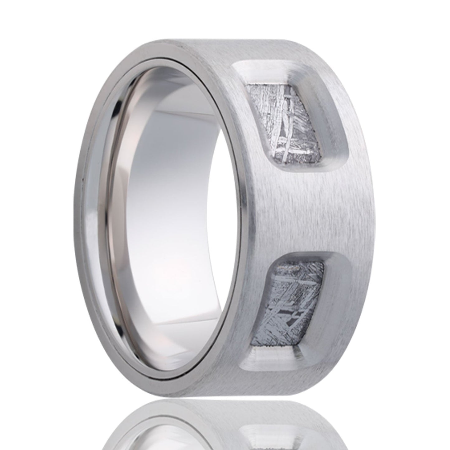 Cobalt Wedding Band with Meteorite Inlays