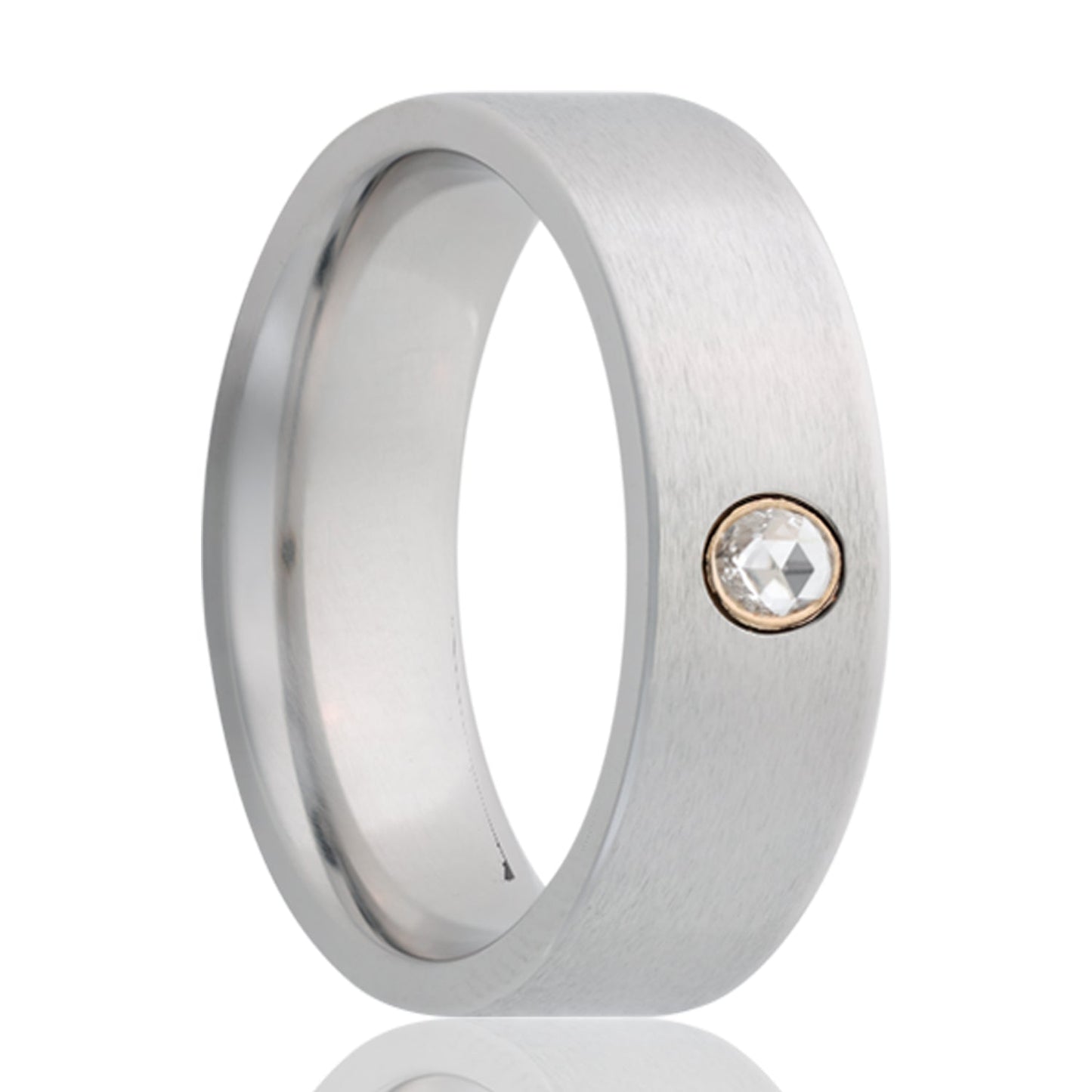 Cobalt Wedding Band with Rose Cut Diamond