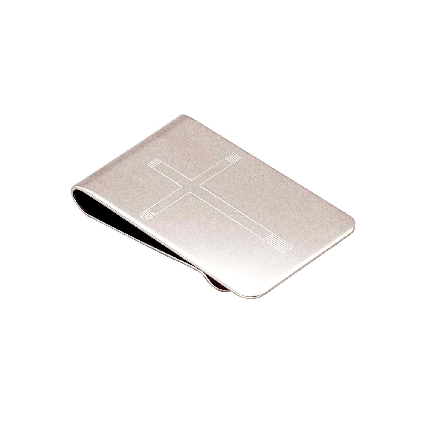 A cross money clip displayed on a neutral white background.