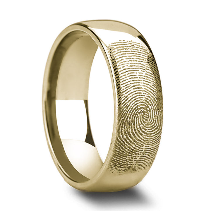 Custom Fingerprint Engraved Gold Plated Tungsten Men's Ring