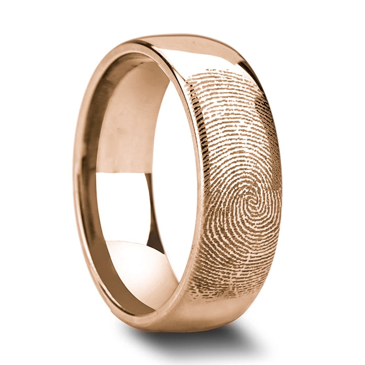 Custom Fingerprint Rose Gold Plated Tungsten Ring