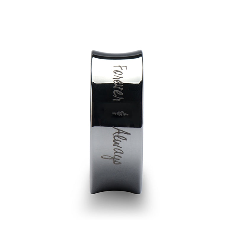 Custom Handwriting Engraved Concave Tungsten Wedding Band