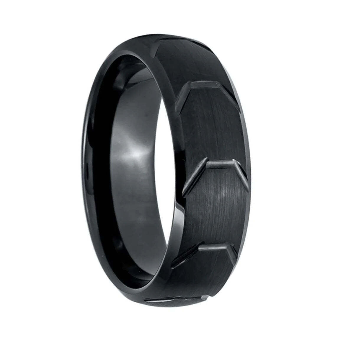 Diagonal Black Tungsten Men's Wedding Band