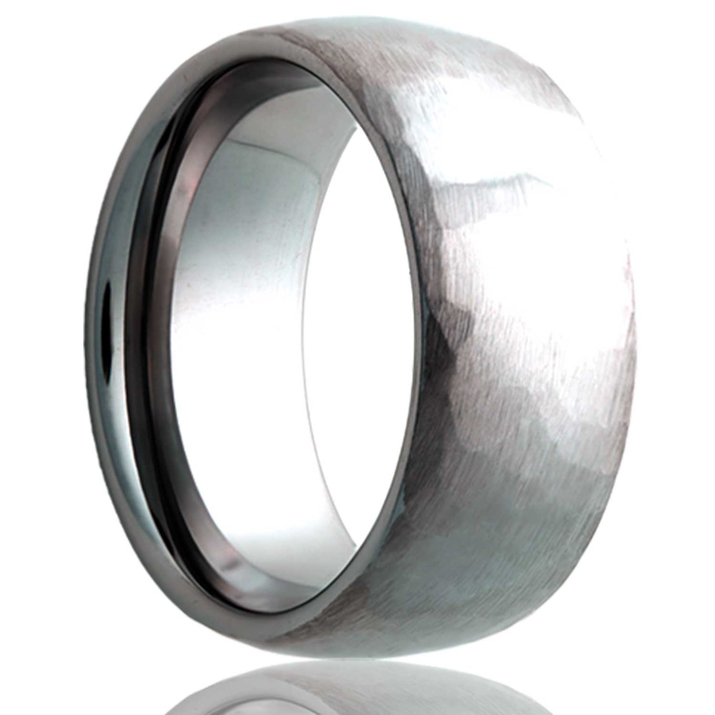 Domed Hammered Satin Tungsten Wedding Band