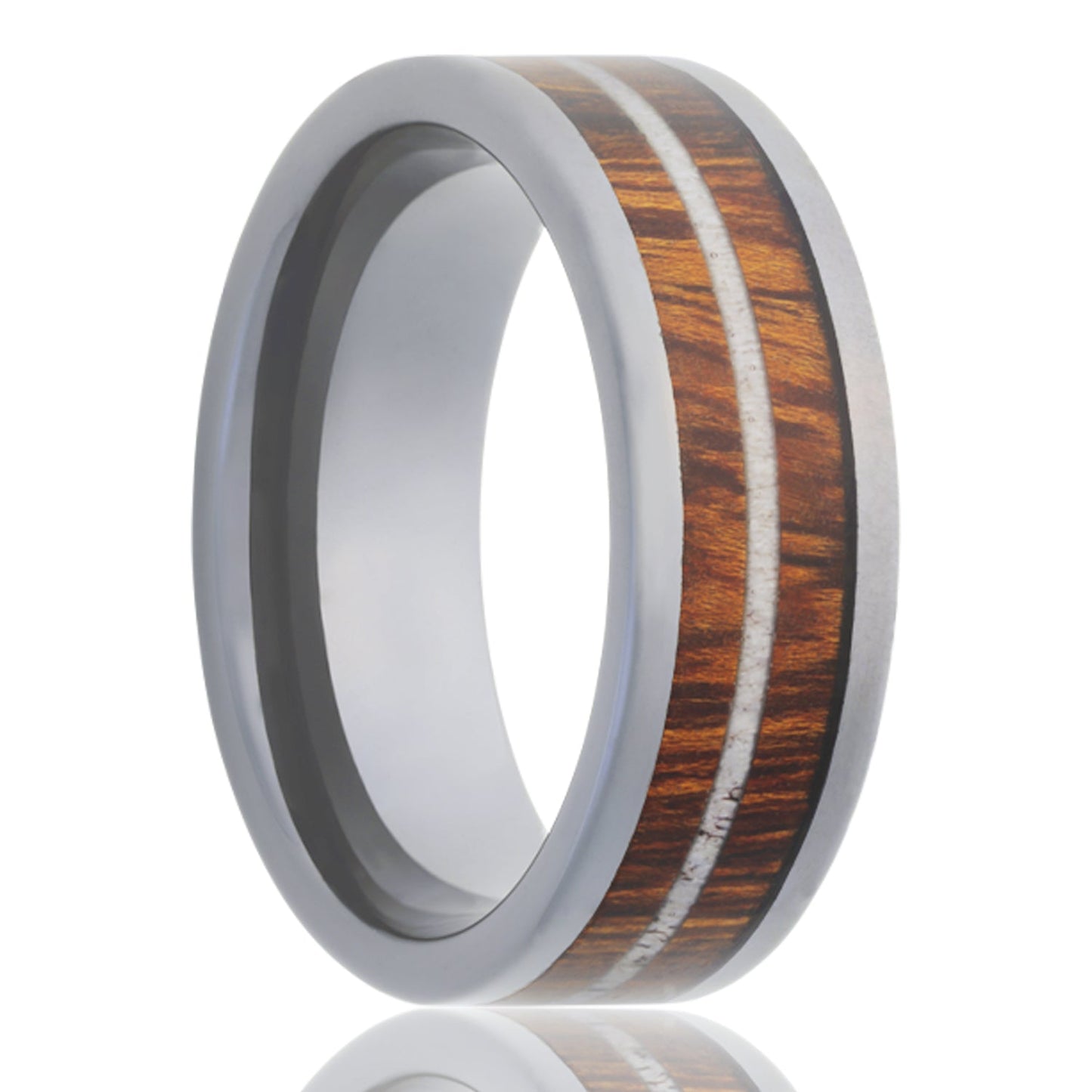 Dual Antler Inlay Tungsten Wedding Band