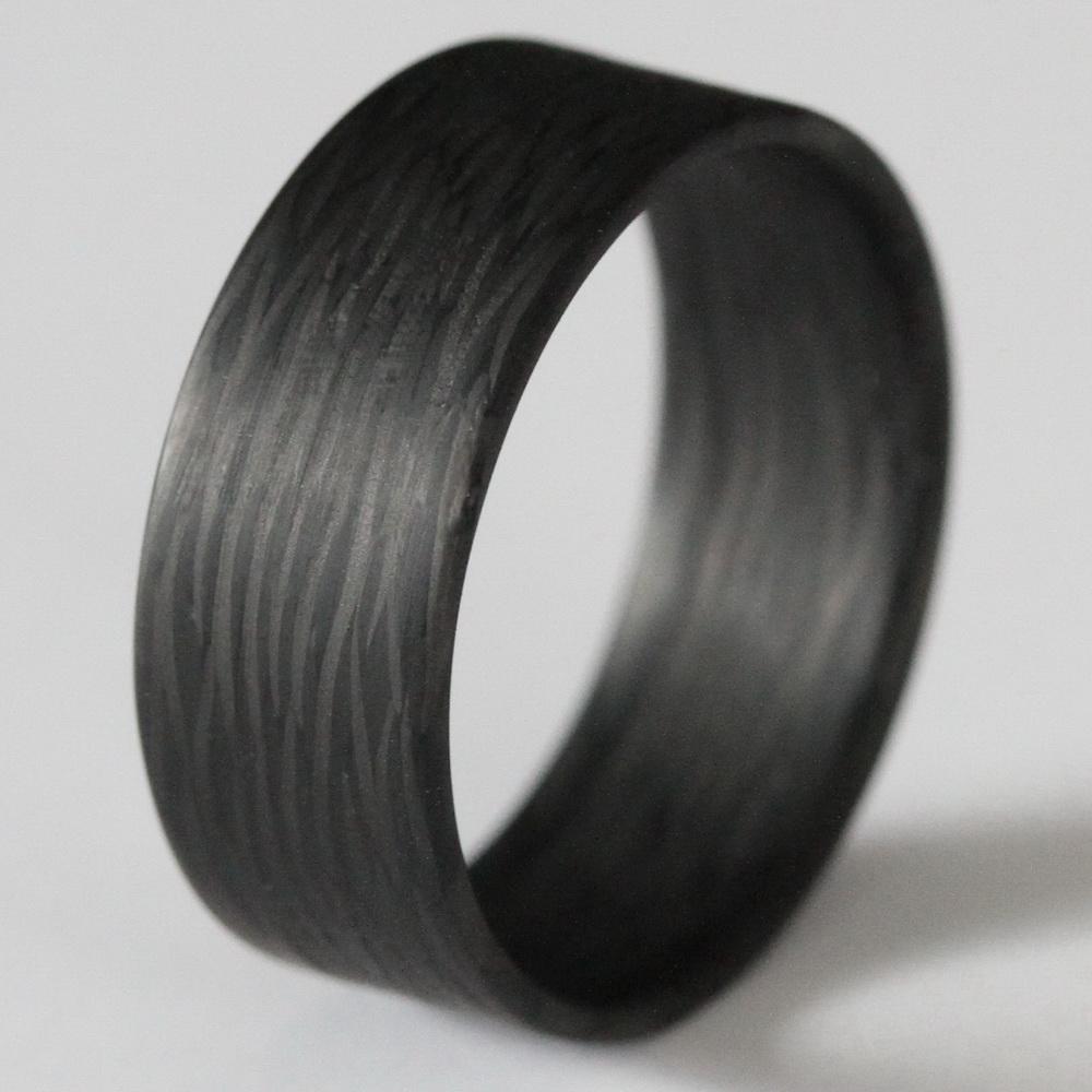 Extra Light Wave Patterned Carbon Fiber Men's Wedding Band