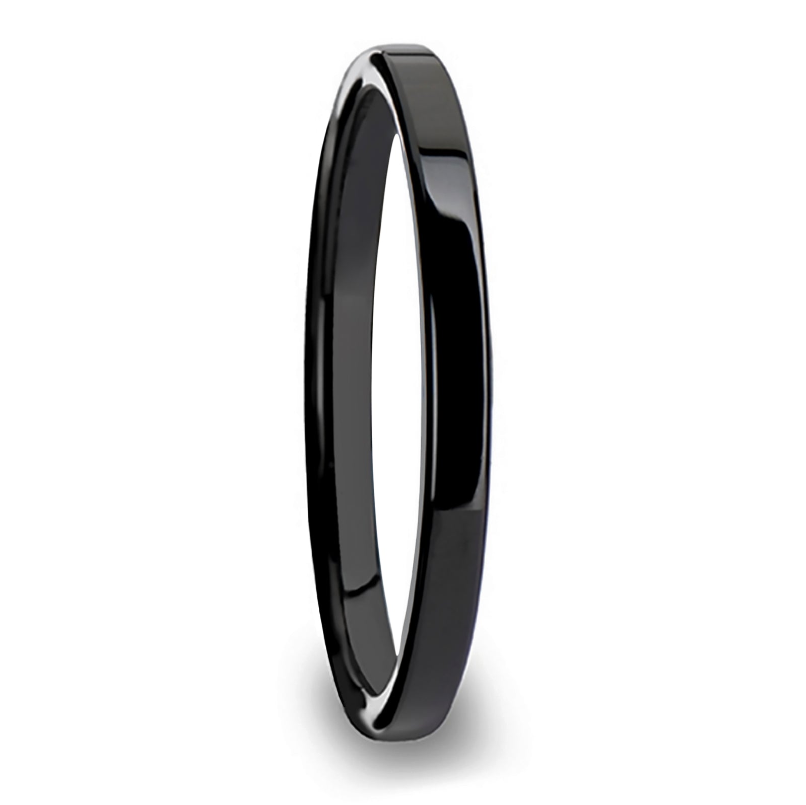 Extra-Thin Stackable Black Ceramic Women's Ring