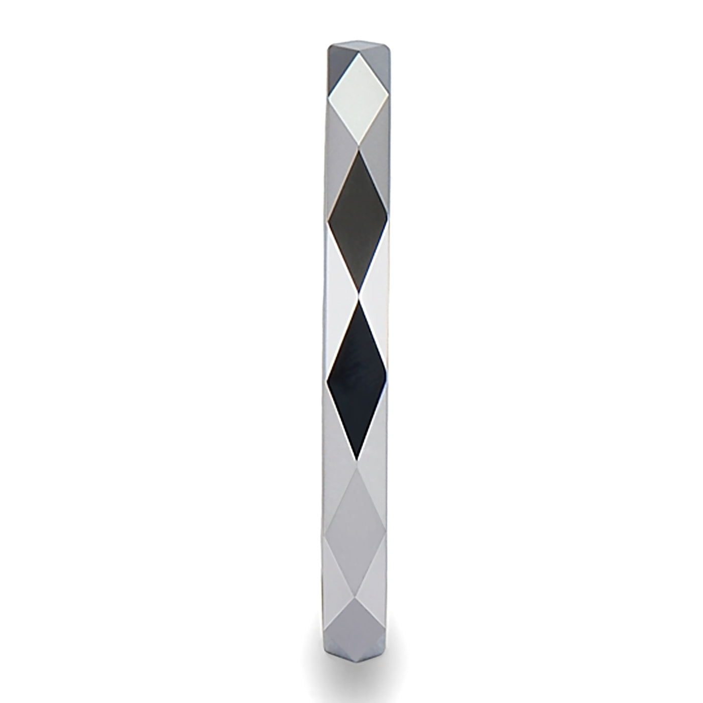 Stackable Geometric Faceted White Tungsten Women's Wedding Band