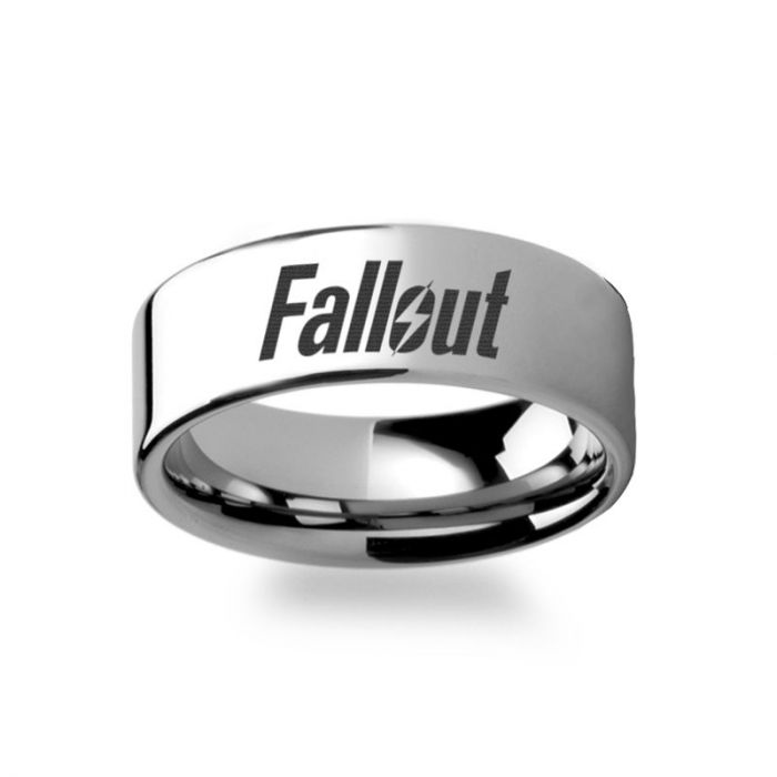 Anillo de tungsteno grabado de Fallout 4 Joyeros Vansweden