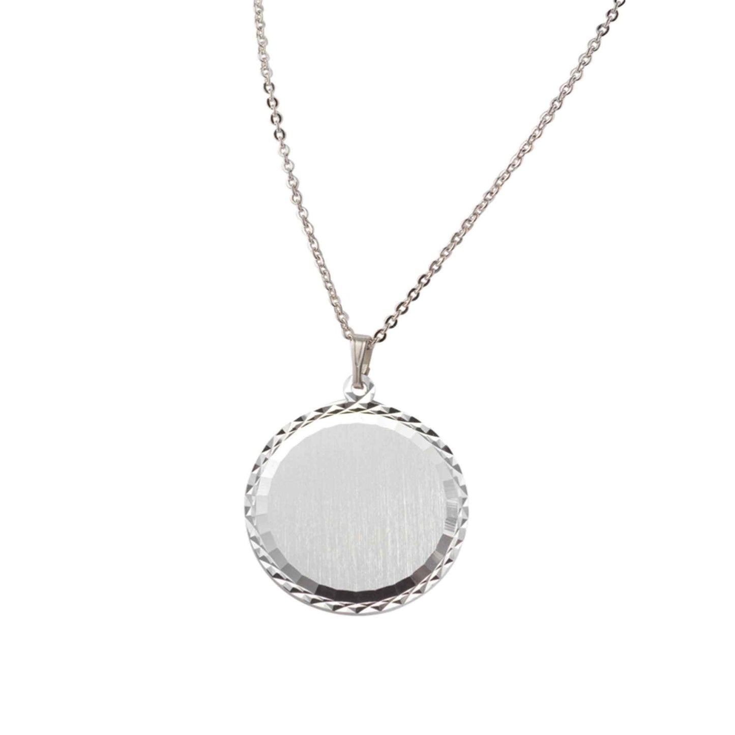 A florentine finish necklace with edge details displayed on a neutral white background.