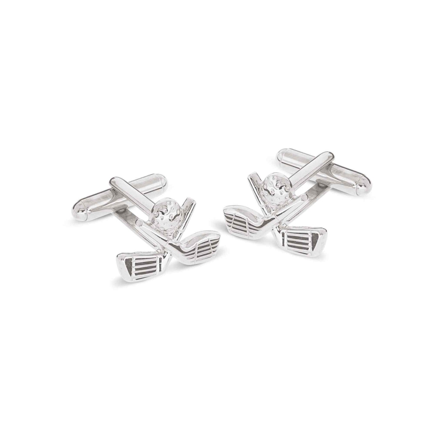 A golf cufflinks displayed on a neutral white background.