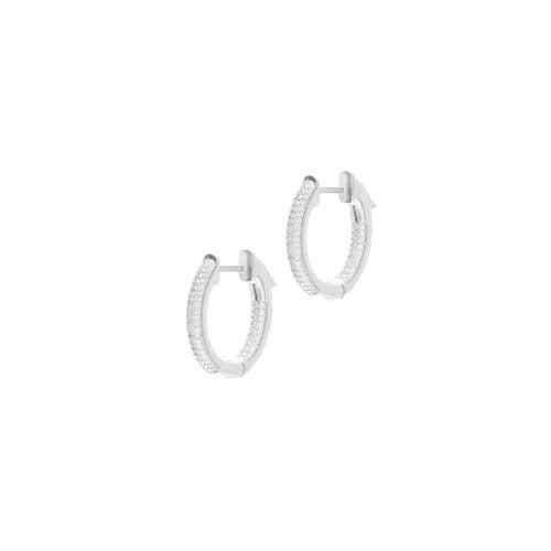A inside out hoop simulated diamond earrings displayed on a neutral white background.