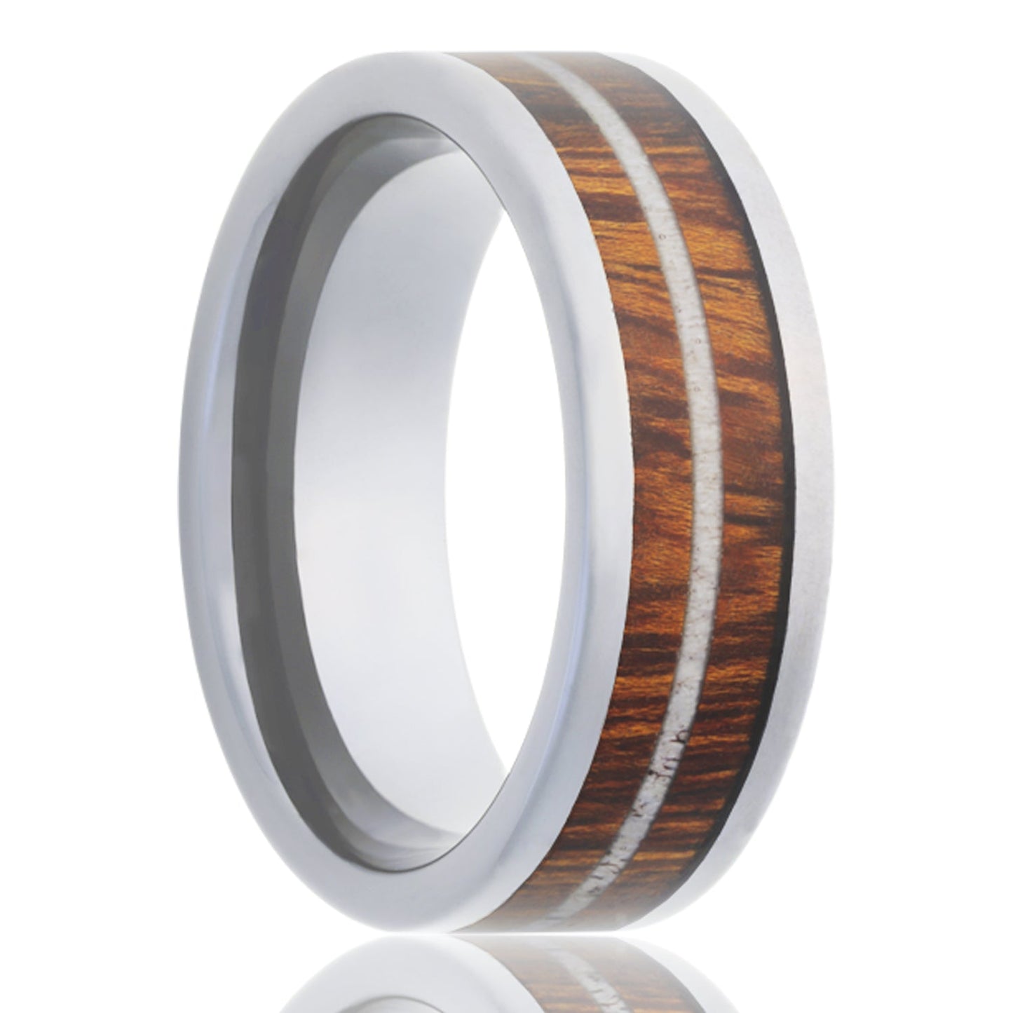 Iron Wood & Antler Inlay Cobalt Wedding Band