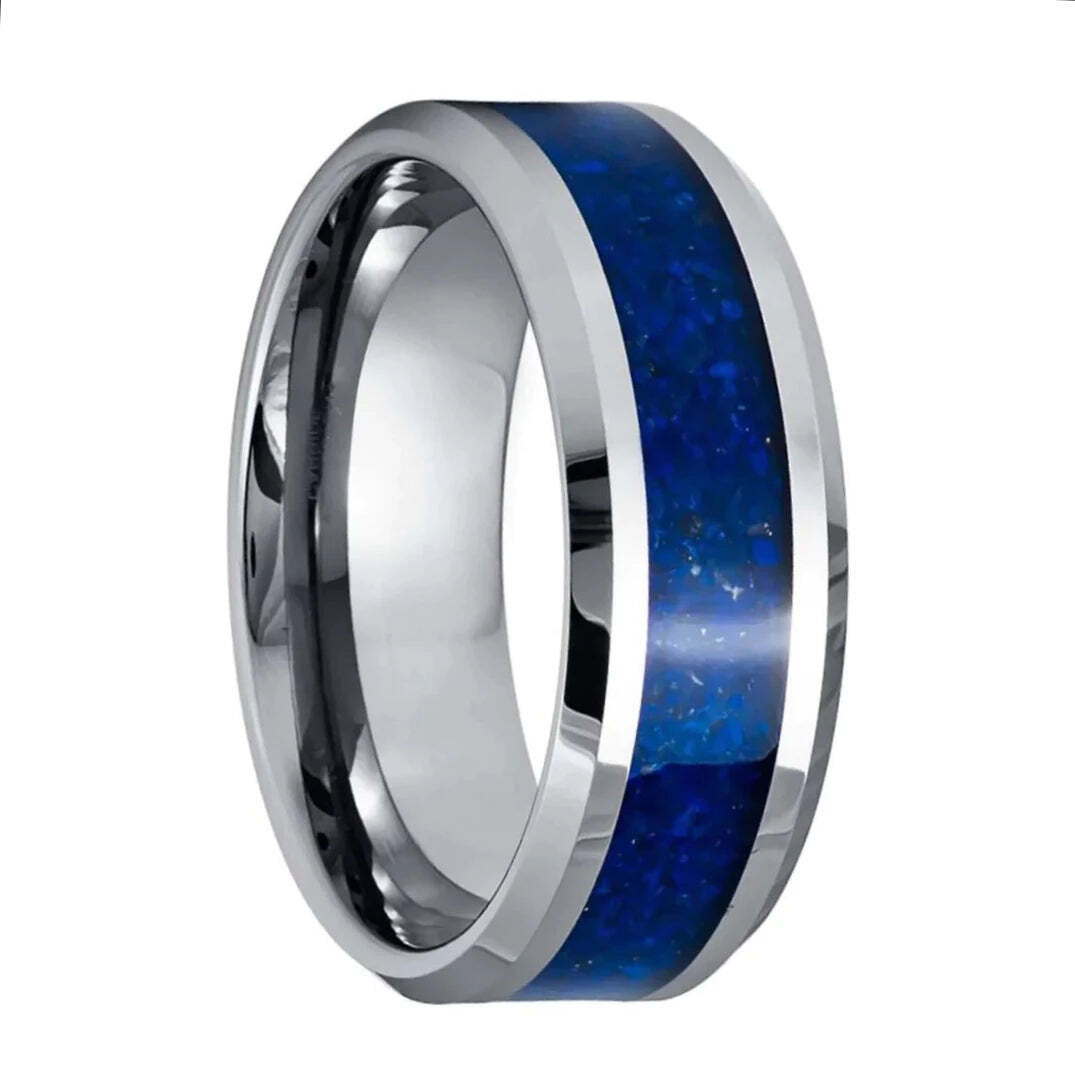 Lasurite Inlaid Tungsten Men's Wedding Band