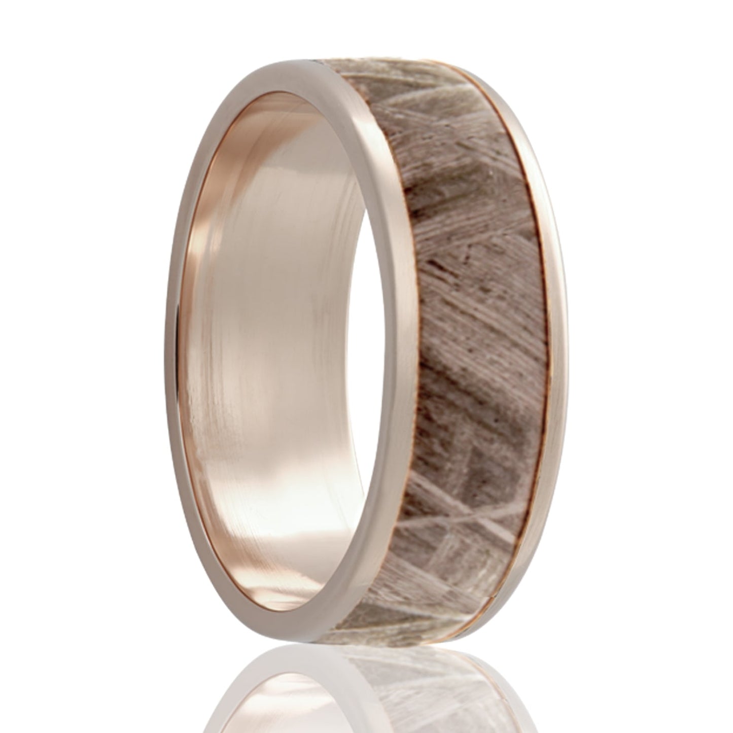 Meteorite Inlay 14k Gold White Wedding Band