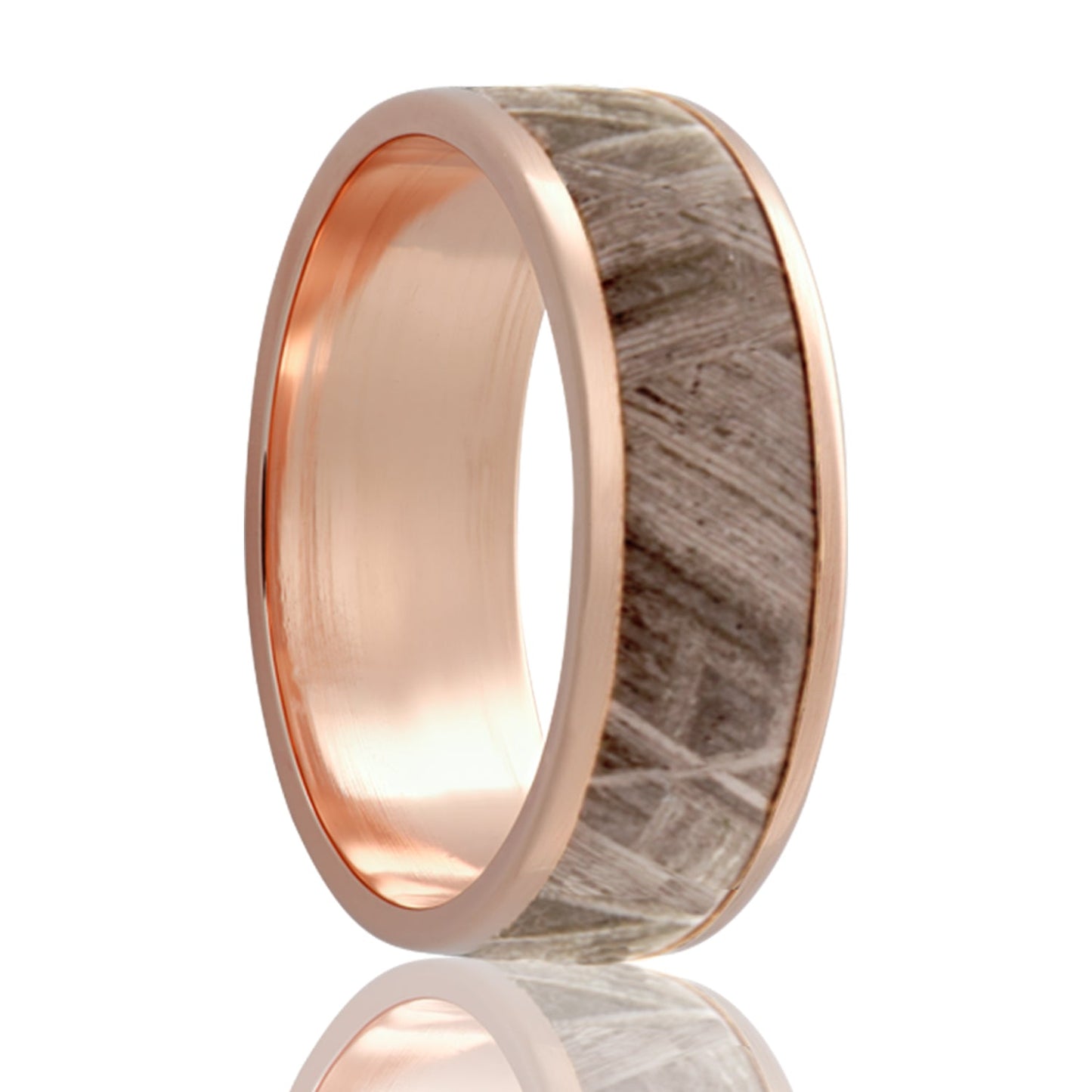 Meteorite Inlay 14k Rose Gold Wedding Band