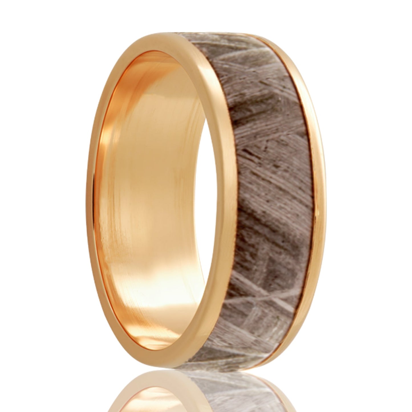 Meteorite Inlay 14k Yellow Gold Wedding Band