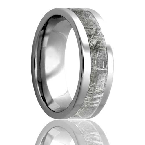 Meteorite Inlay Cobalt Wedding Band