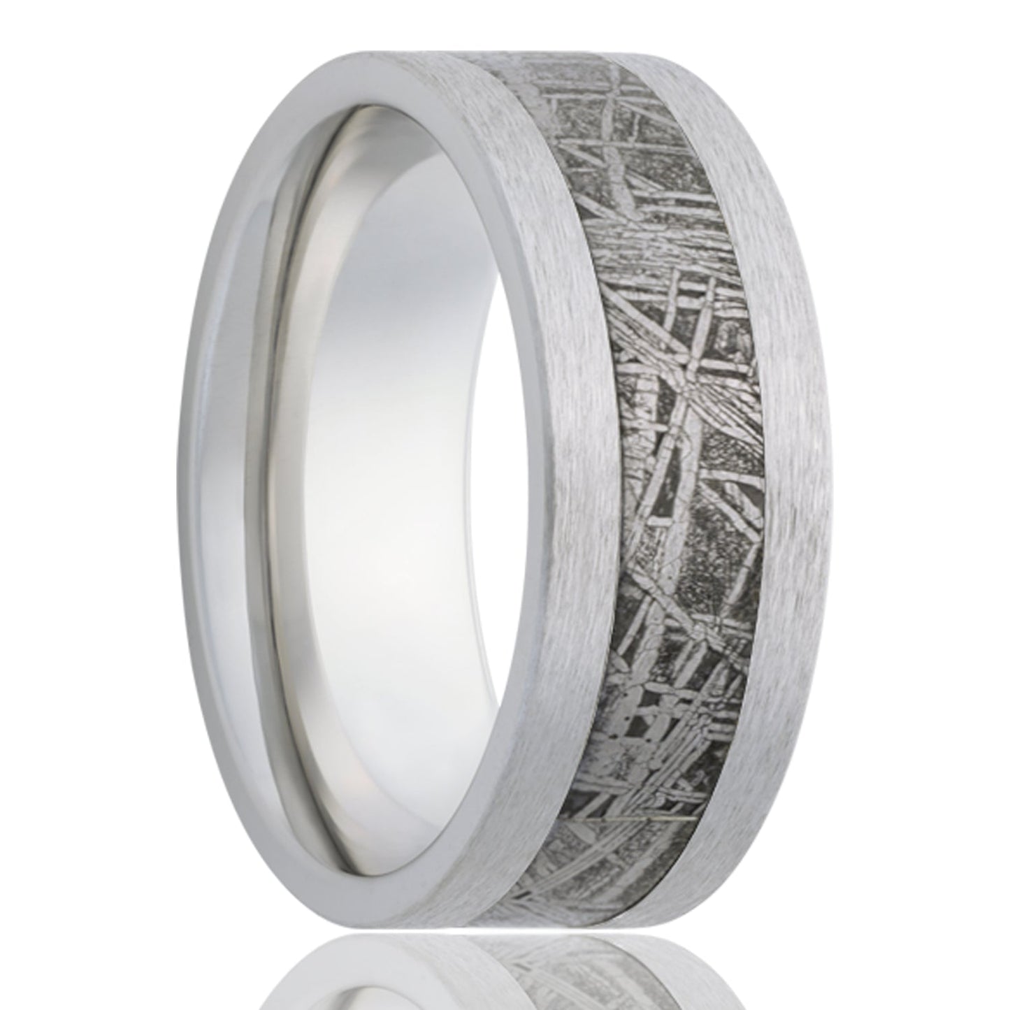 Meteorite Inlay Satin Cobalt Wedding Band
