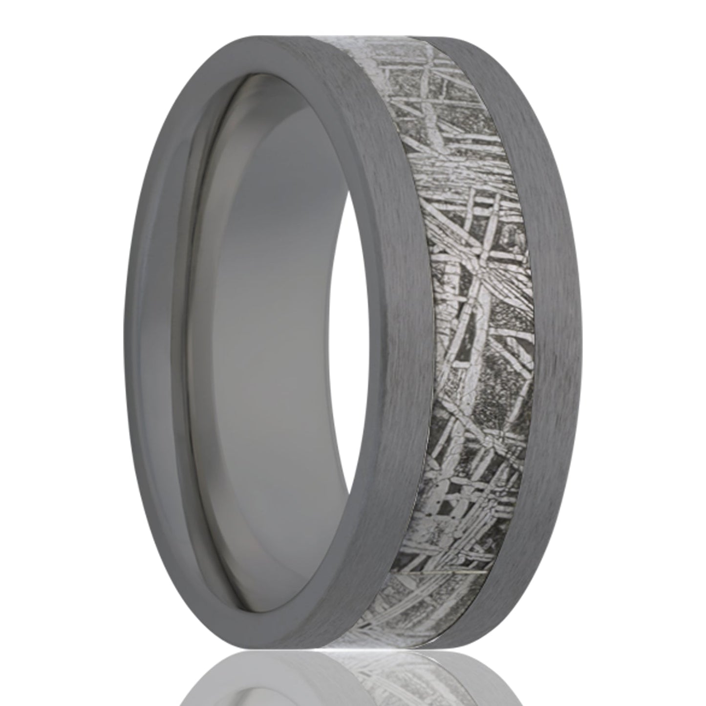 Meteorite Inlay Satin Zirconium Wedding Band
