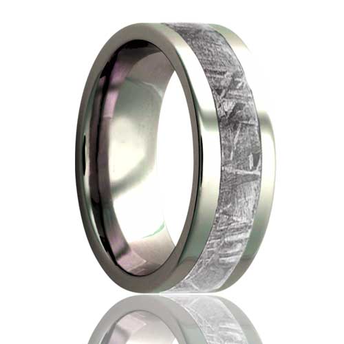 Meteorite Inlay Titanium Wedding Band