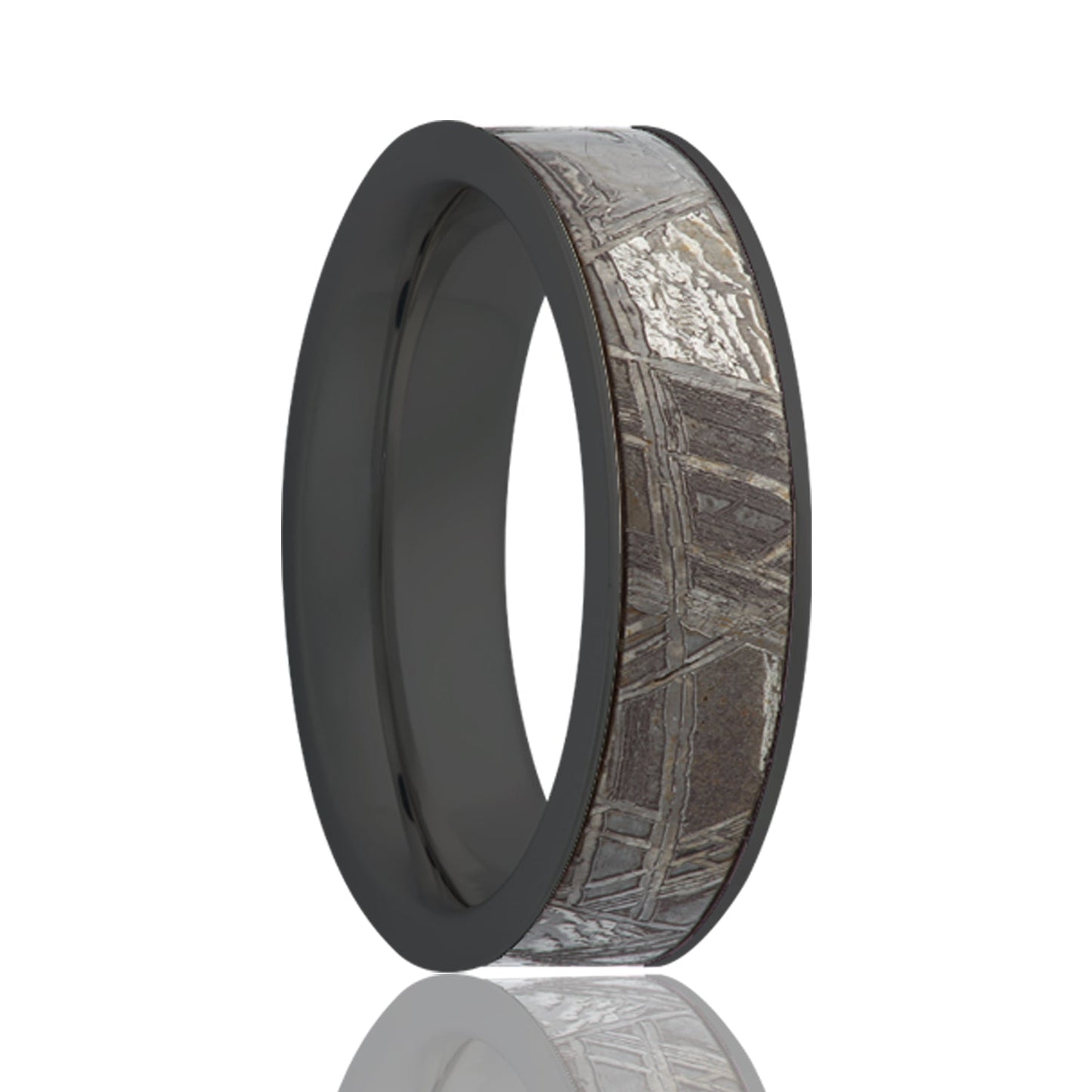 Meteorite Inlay Zirconium Wedding Band