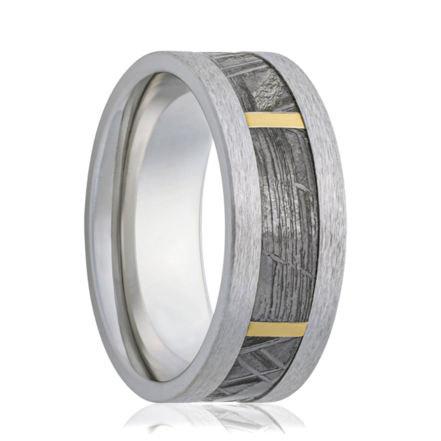 Meteorite & 14k Yellow Gold Inlaid Tungsten Men's Wedding Band