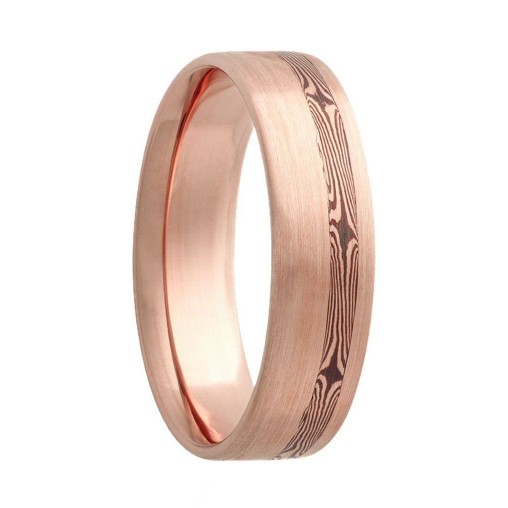 Mokume Gane Inlay 14k Rose Gold Wedding Band