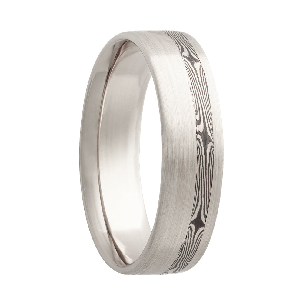 Mokume Gane Inlay 14k White Gold Wedding Band