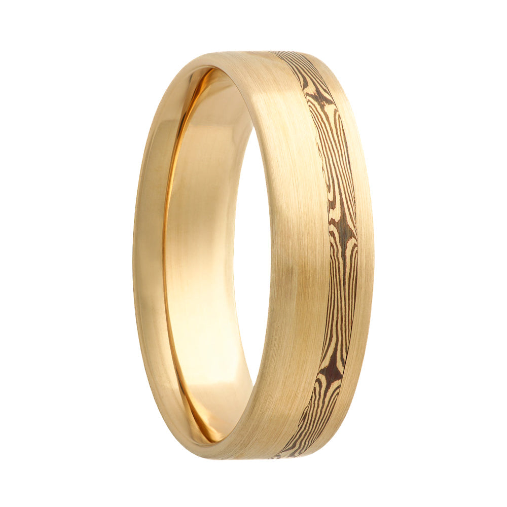 Mokume Gane Inlay 14k Yellow Gold Wedding Band