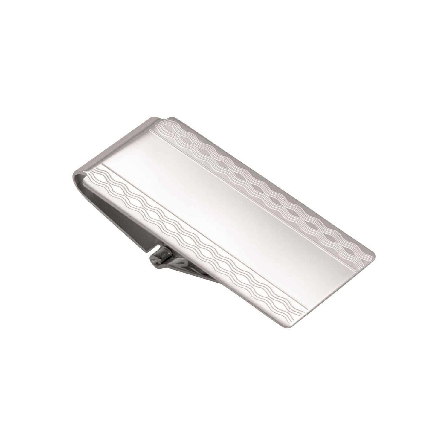 A hinged money clip displayed on a neutral white background.