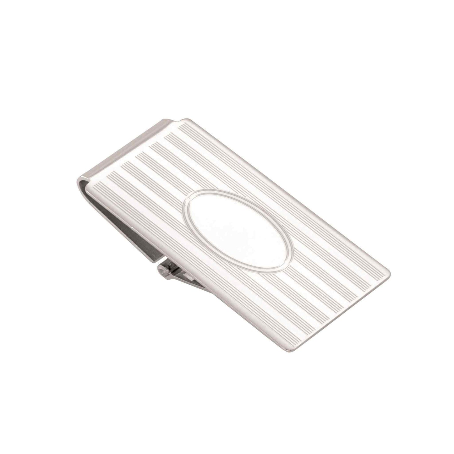 A hinged money clip displayed on a neutral white background.