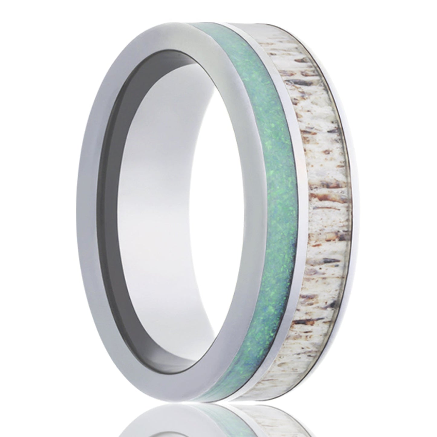 Opal & Antler Inlay Cobalt Wedding Band