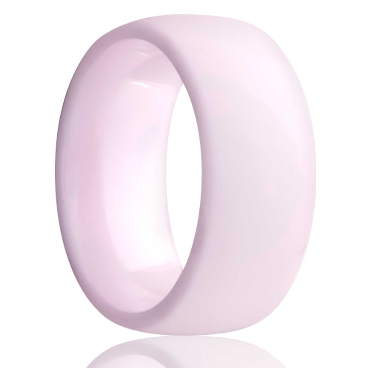 Sandblasted Finish Domed Pink Ceramic Wedding Band