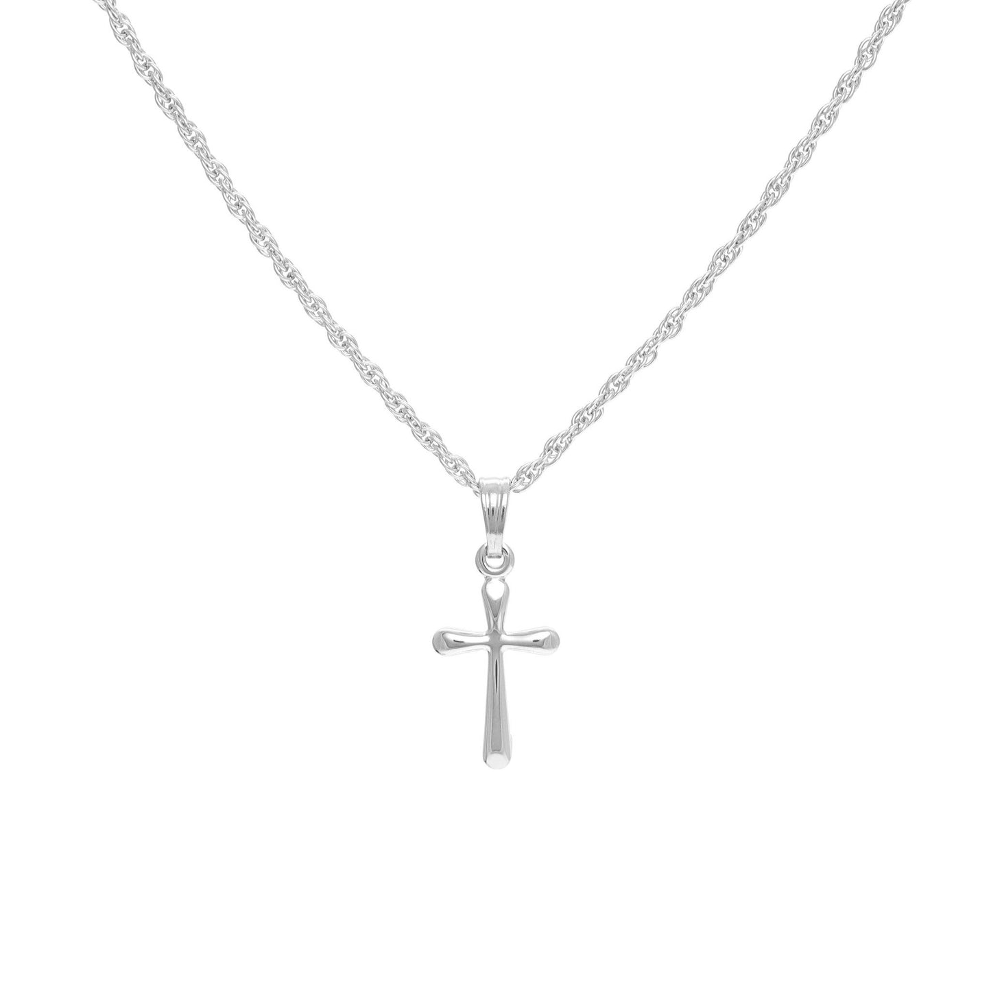 A plain rounded cross displayed on a neutral white background.