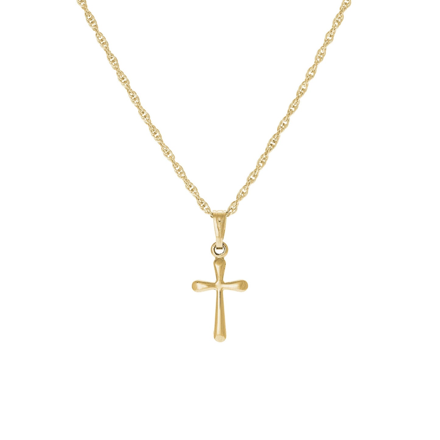 A plain rounded cross displayed on a neutral white background.