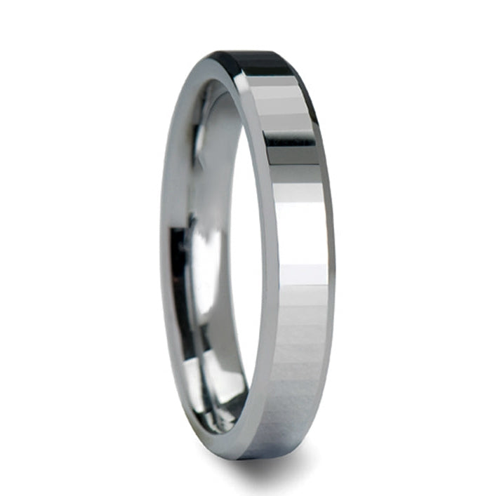 Rectangular Faceted Tungsten Men's Wedding Band